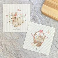 Watercolor Bunnies 2pk - Swedish Dish Cloth