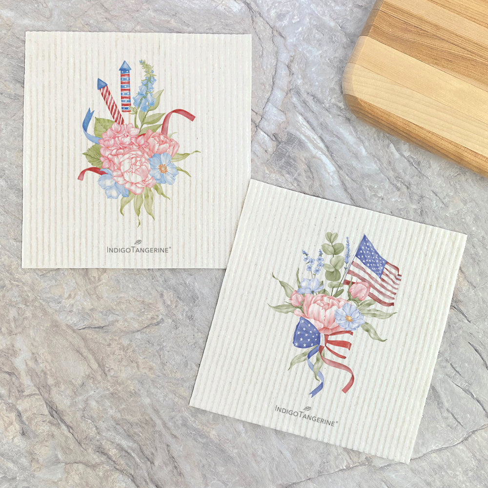 Firecracker and Flag Bouquet  - 2pk Swedish Dish Cloth