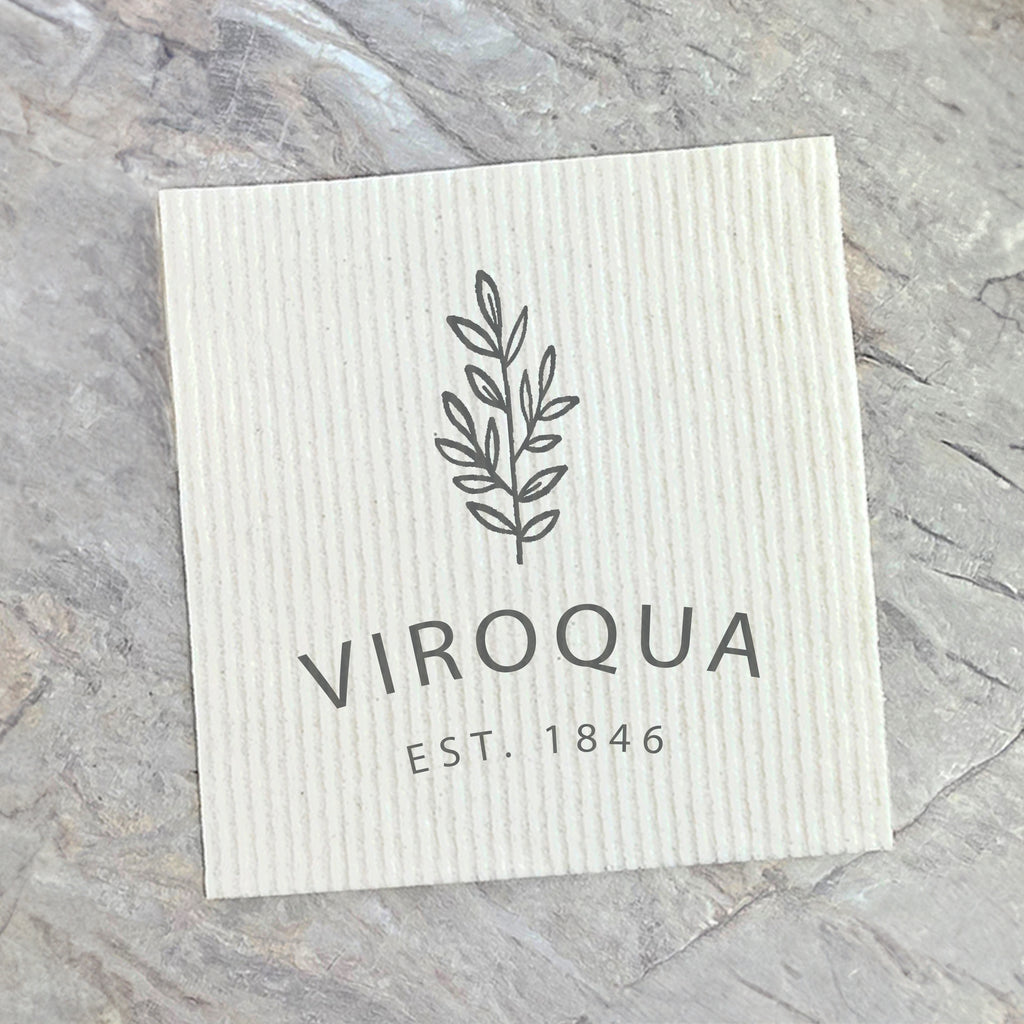 Leaves w/ City, Est - Custom Swedish Dish Cloth