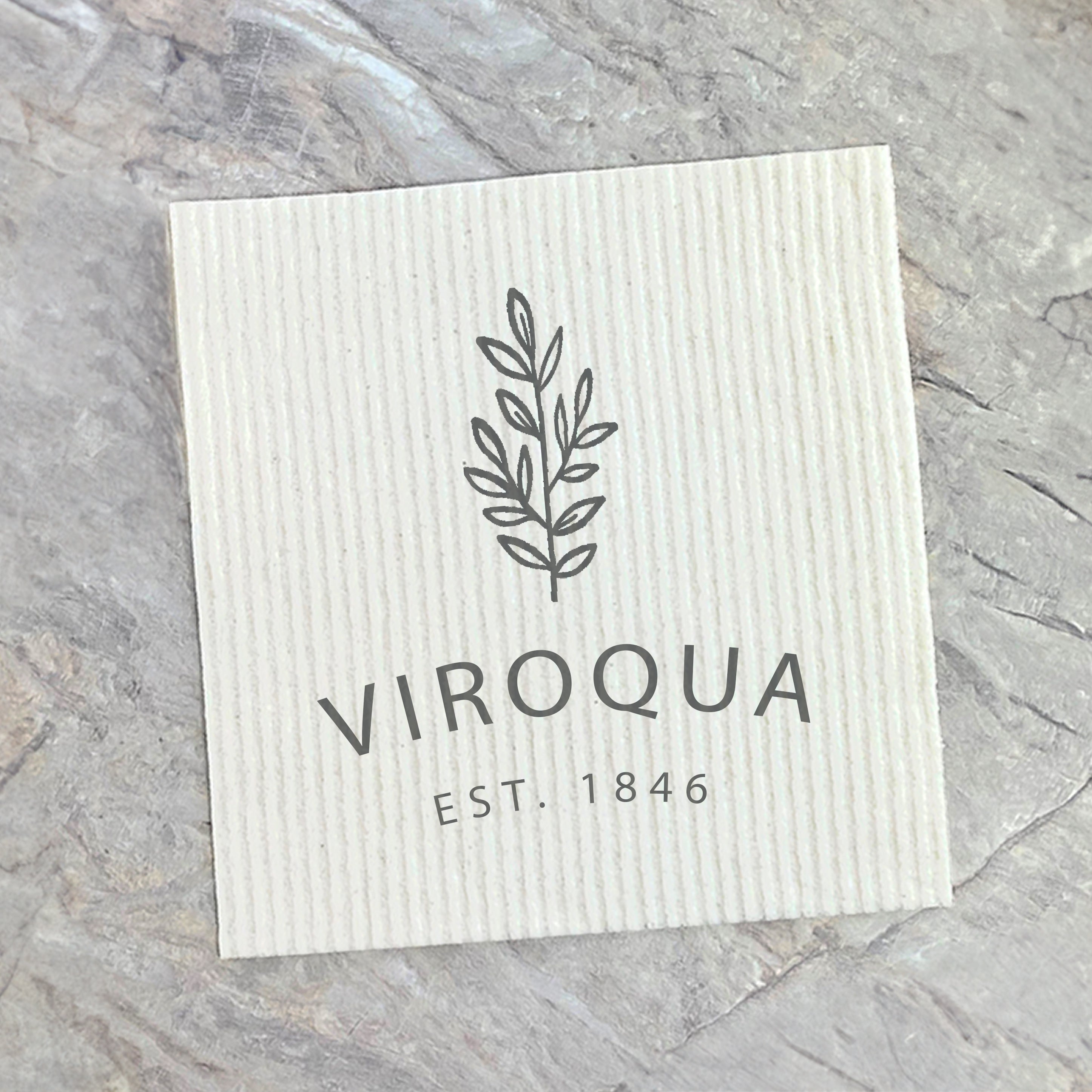 Leaves w/ City, Est - Custom Swedish Dish Cloth