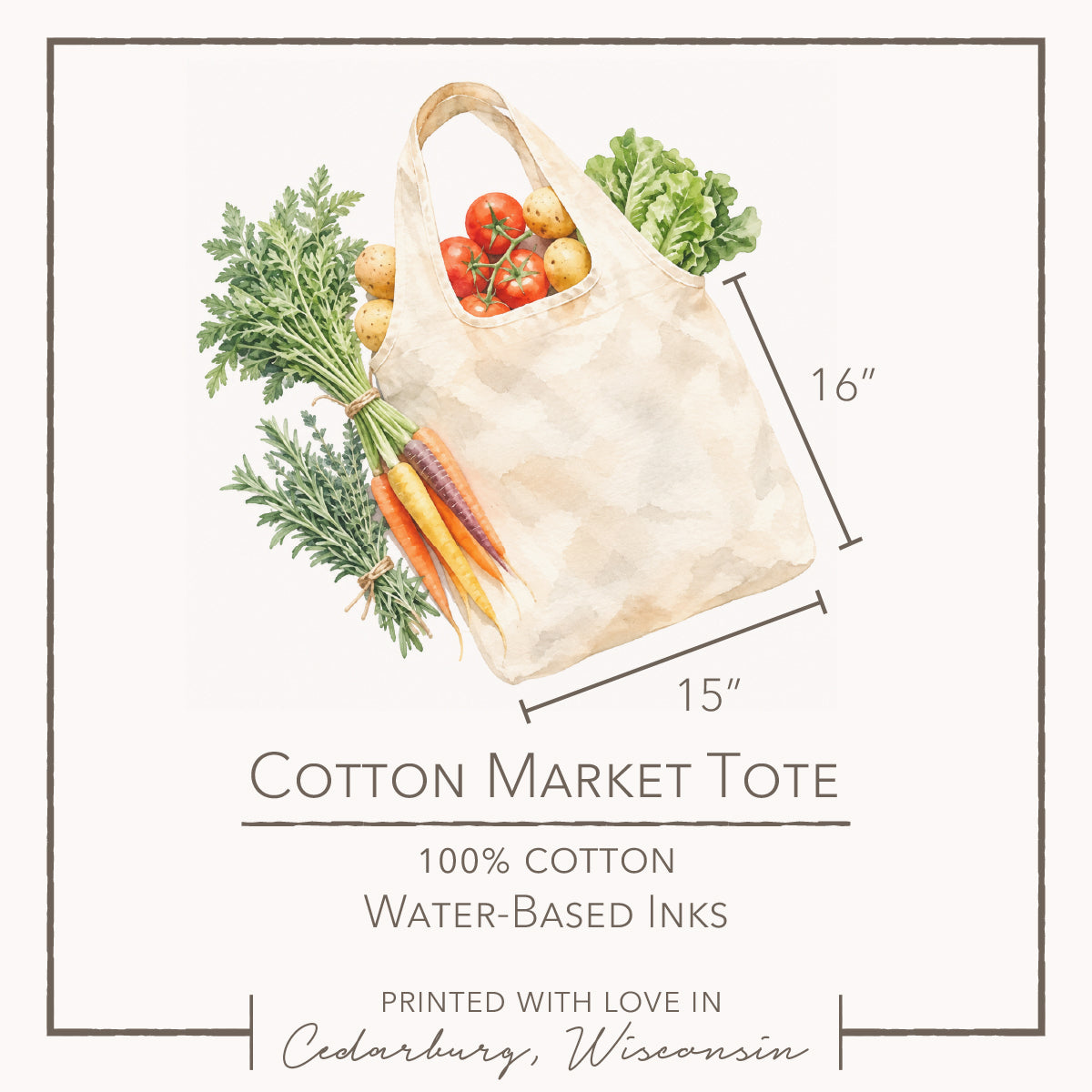 Scandanavian Christmas Deer - Custom Cotton Market Tote Bag