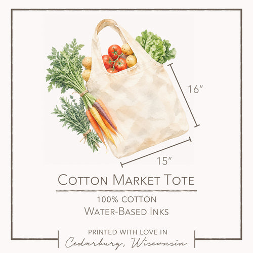Scandanavian Christmas Deer - Custom Cotton Market Tote Bag
