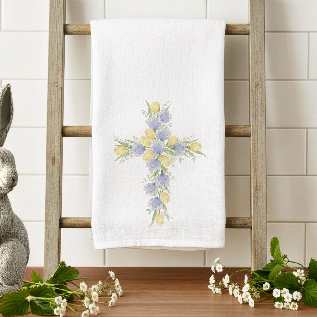 Tulip Easter Cross - Cotton Tea Towel