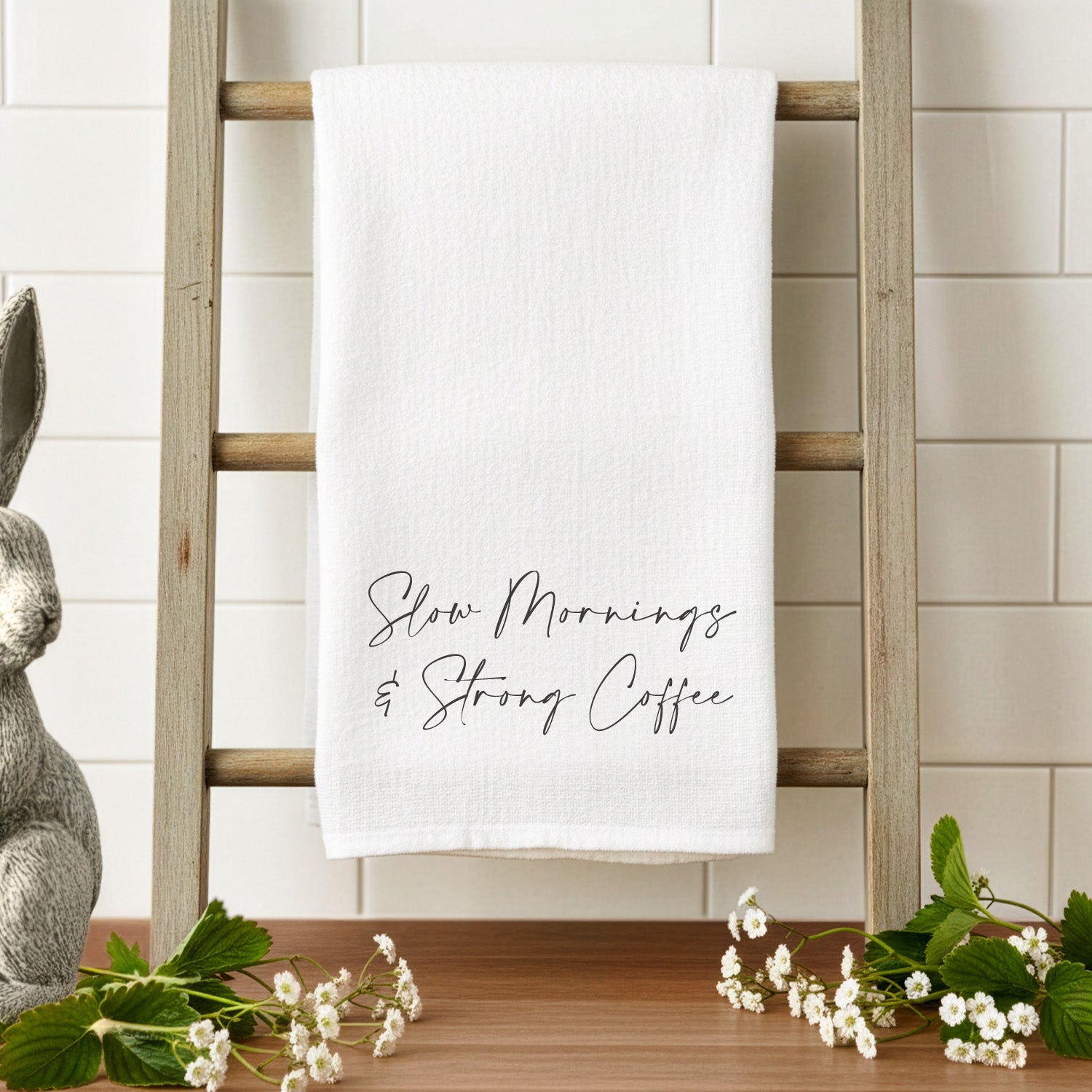Slow Mornings Strong Coffee - Cotton Tea Towel