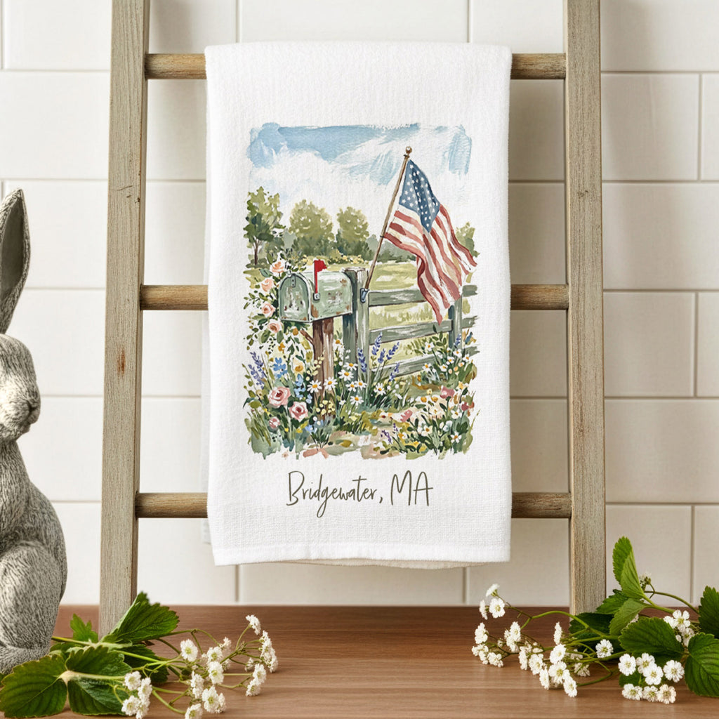 Patriotic Mailbox - Custom Cotton Tea Towel
