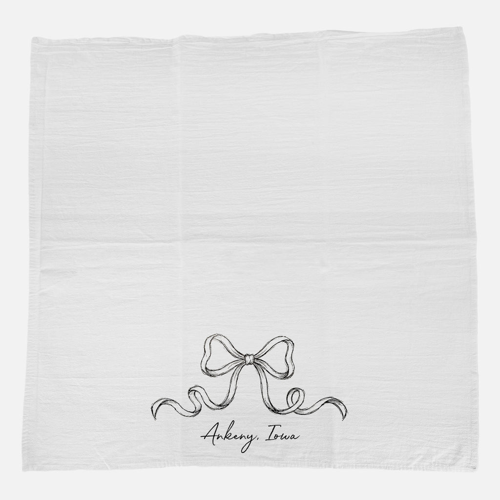 Hand Drawn Bow - Custom Cotton Tea Towel