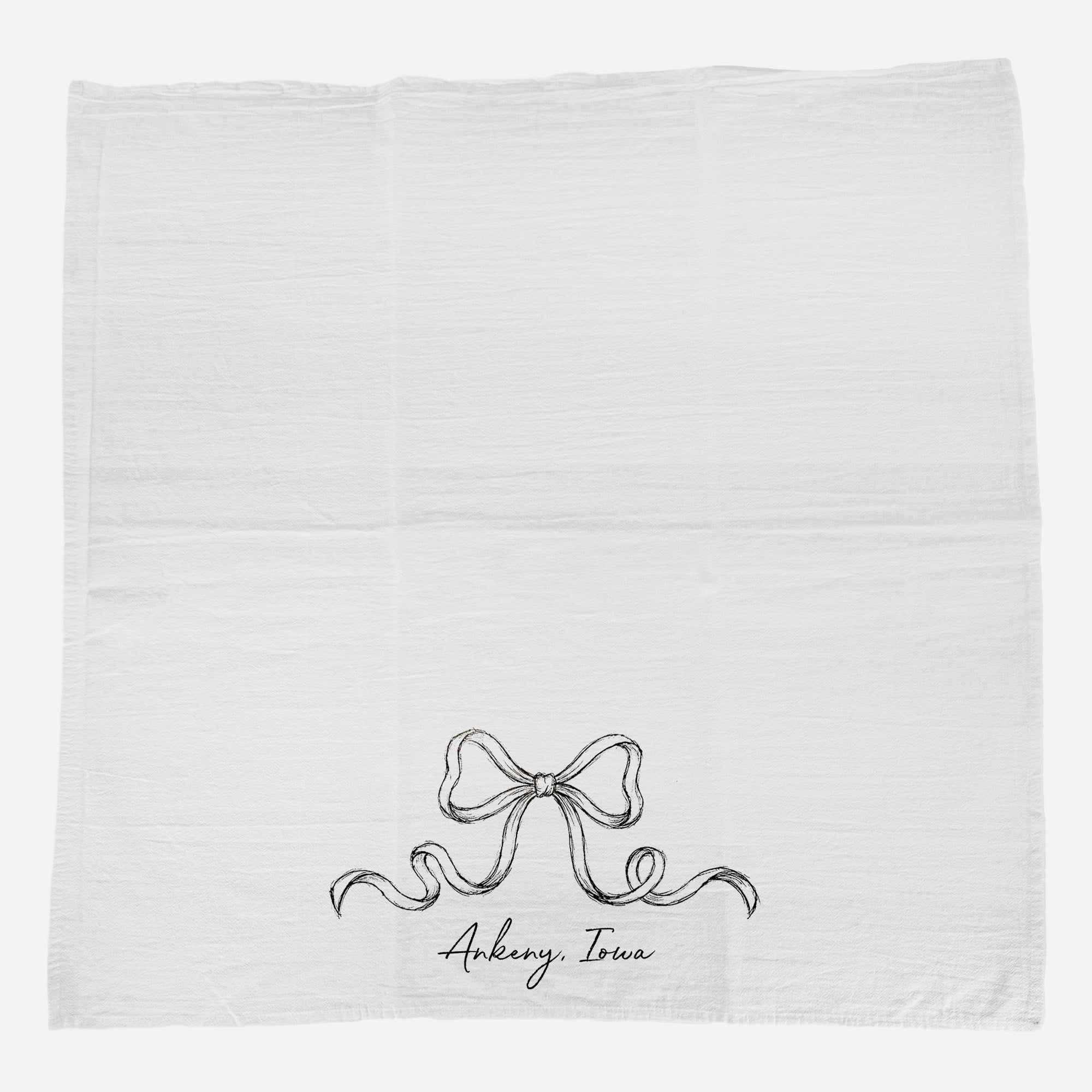 Hand Drawn Bow - Custom Cotton Tea Towel