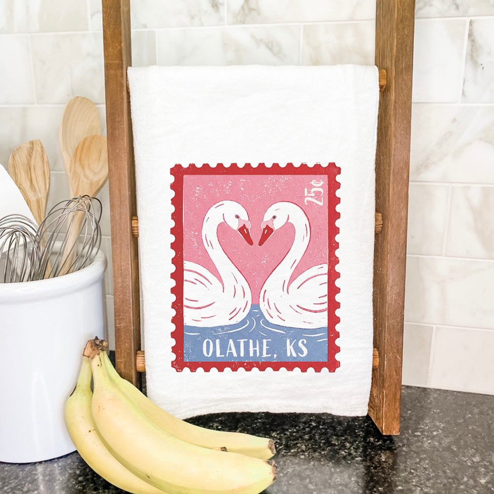 Love Birds Stamp - Custom Cotton Tea Towel