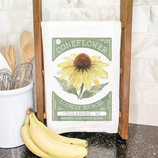 Coneflower Seed Packet - Custom Cotton Tea Towel
