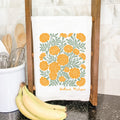 Marigolds Linocut - Custom Cotton Tea Towel