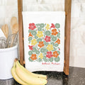 Summer Nasturtiums Linocut - Custom Cotton Tea Towel