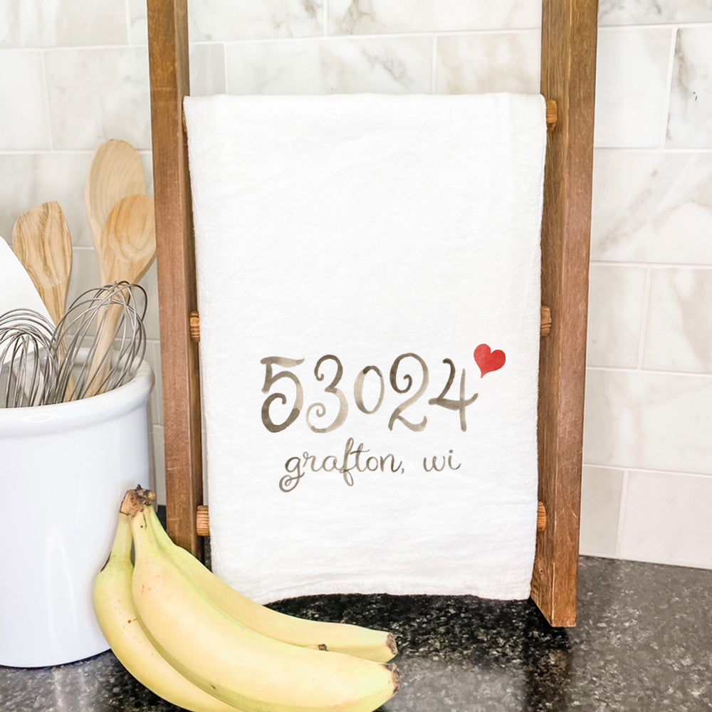 Watercolor Cursive Heart - Custom Cotton Tea Towel