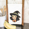 Retro Halloween Girl - Customizable Halloween Tea Towel