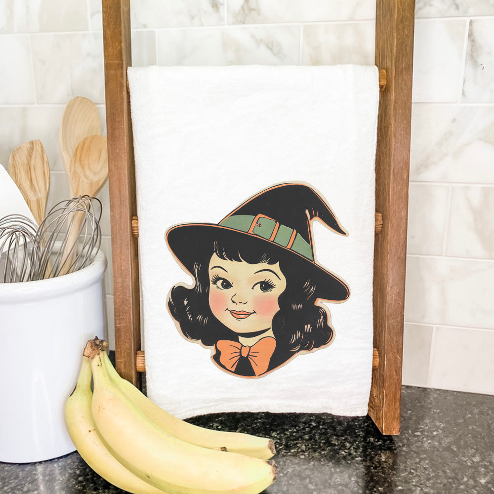 Retro Halloween Girl - Customizable Halloween Tea Towel
