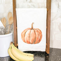 Watercolor Pumpkin - Customizable Halloween Tea Towel
