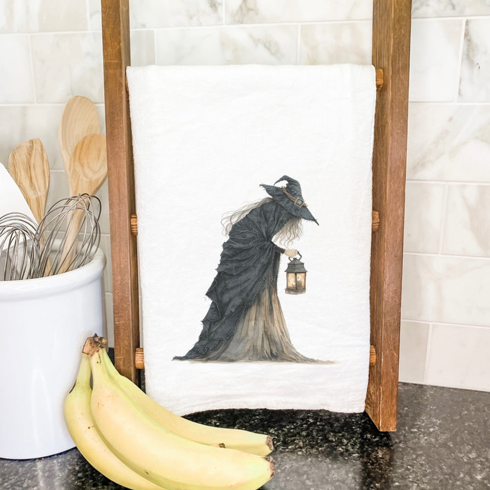 Witch and Lantern - Halloween Cotton Tea Towel