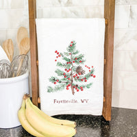 Holiday Tree and Berries - Custom Cotton Tea Towel