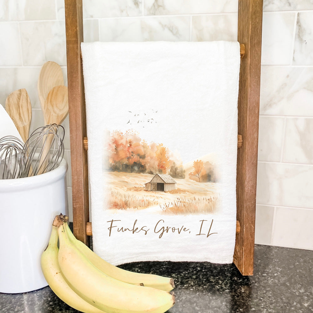Fall Field Barn - Custom Cotton Tea Towel