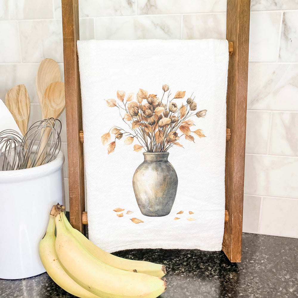 Fall Leaves Vase - Customizable Cotton Tea Towel