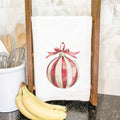 Red and White Stripe Ornament - Customizable Cotton Tea Towel