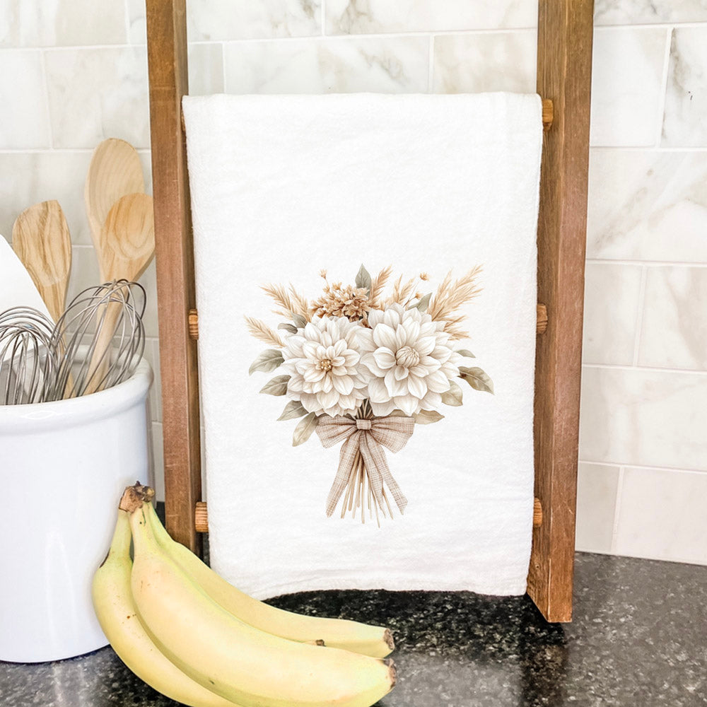 Autumn Dahlia Bouquet - Cotton Tea Towel