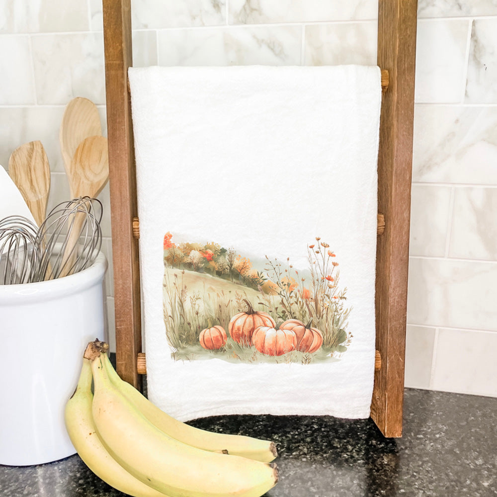 Pumpkin Landscape - Customizable Cotton Tea Towel