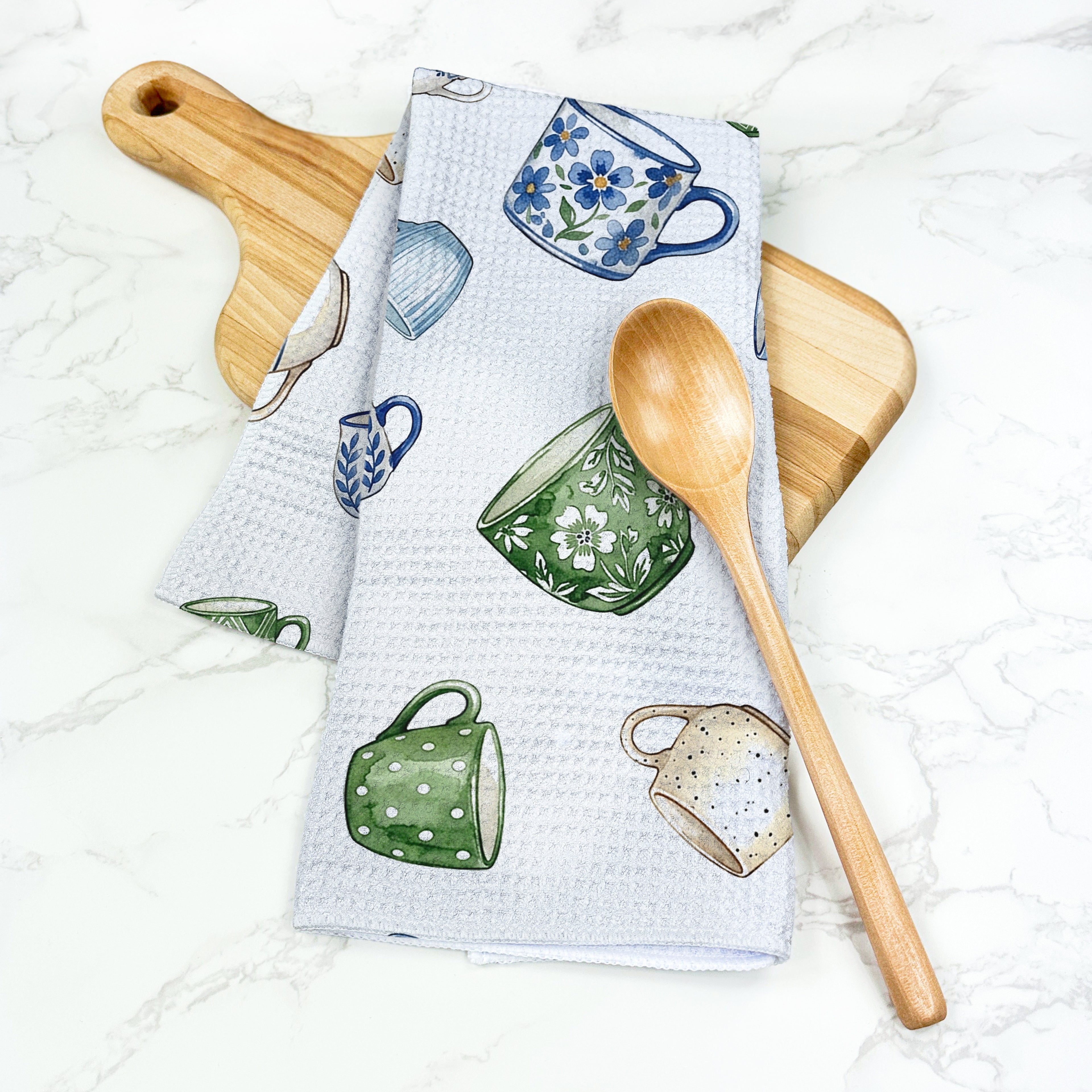 Coffee Mugs - Waffle Weave Towel