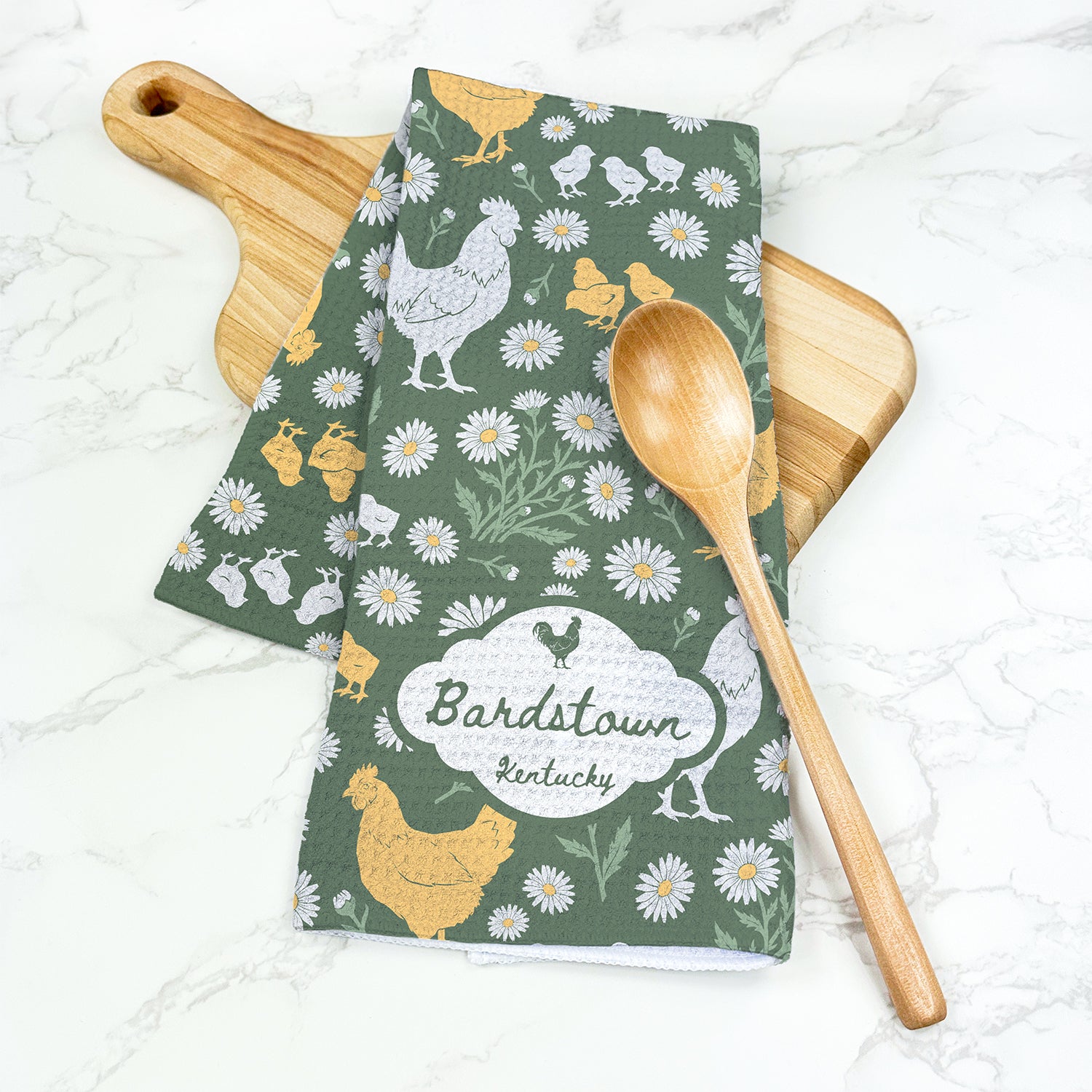 Chicken & Daisies - Custom Waffle Weave Washcloth