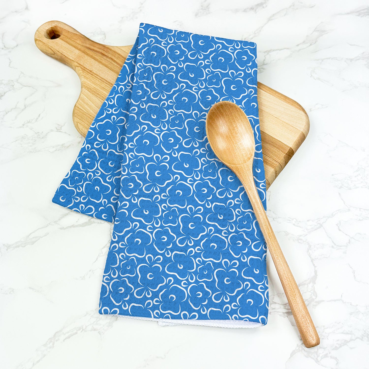 Simple Hand Drawn Flowers - Waffle Weave Towel