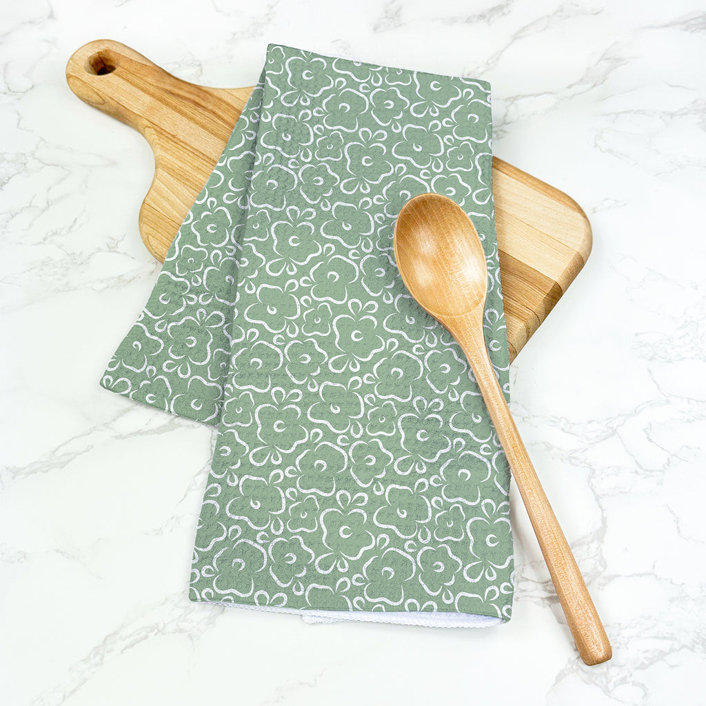 Simple Hand Drawn Flowers - Waffle Weave Towel