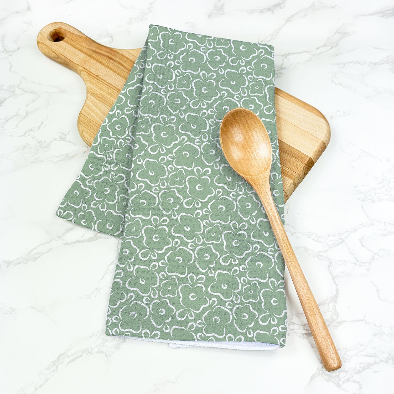 Simple Hand Drawn Flowers - Waffle Weave Towel