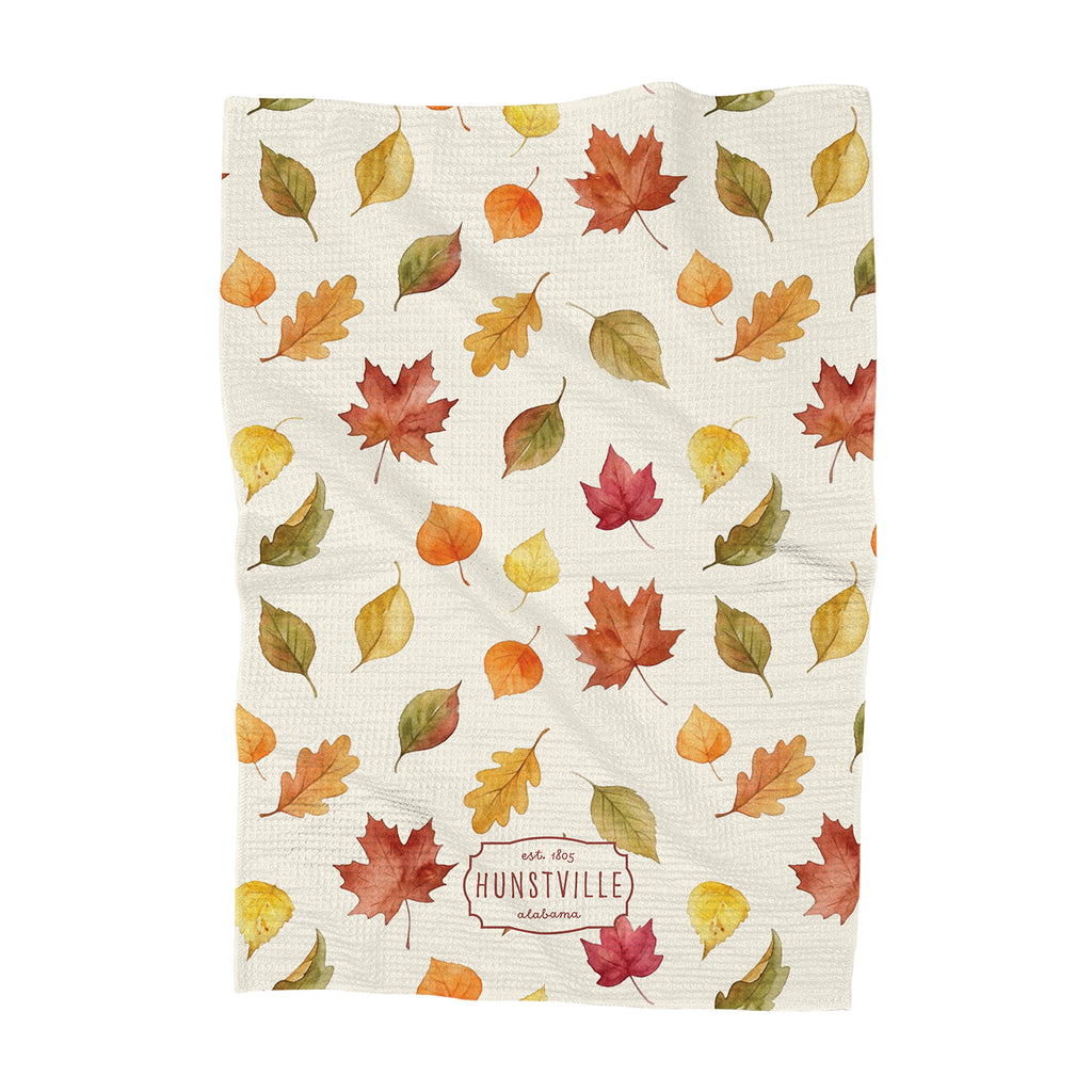 Autumn Leaves Watercolor - Custom Waffle Weave Towel
