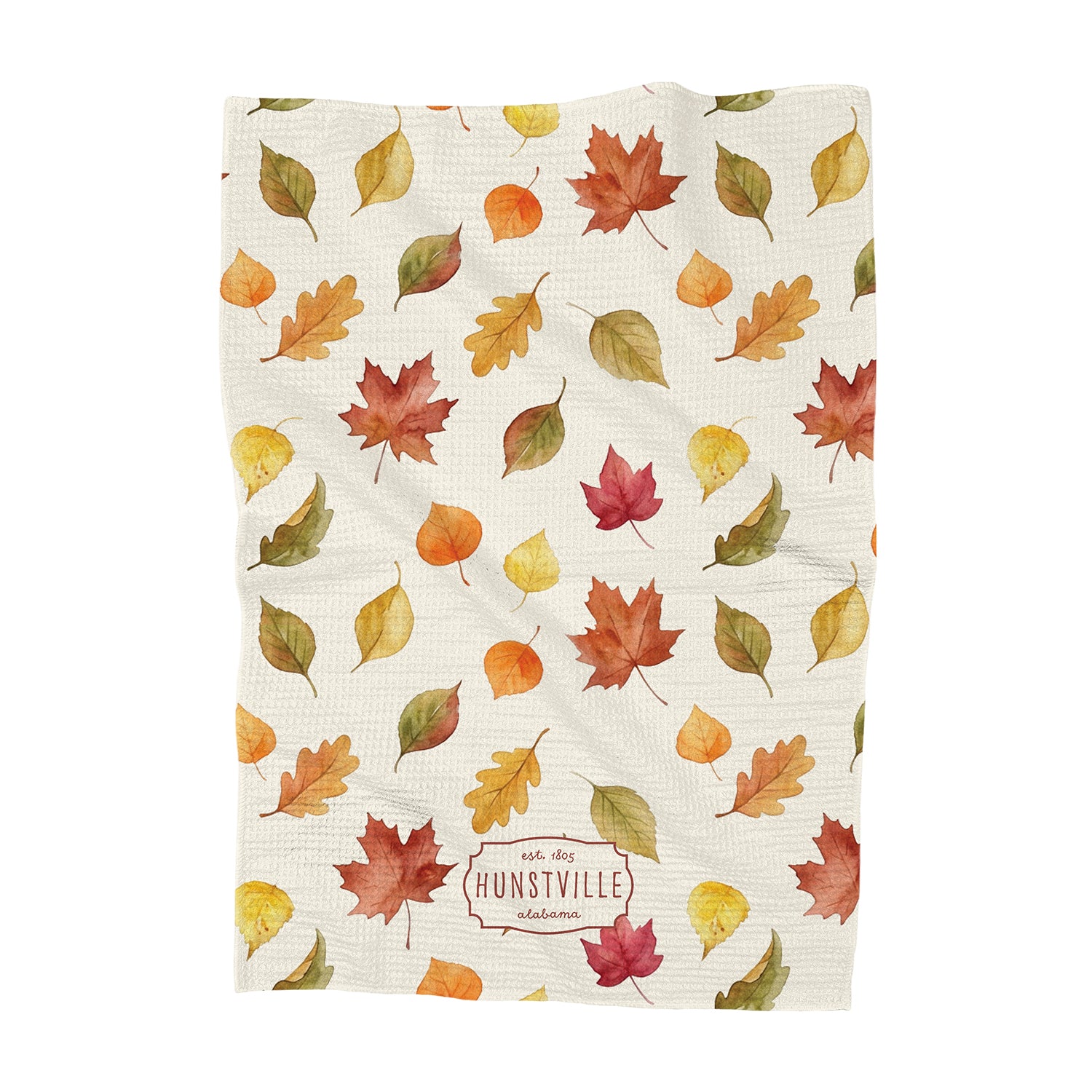 Autumn Leaves Watercolor - Custom Waffle Weave Towel