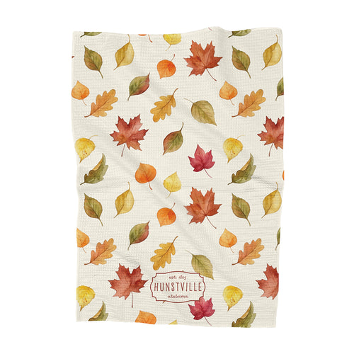 Autumn Leaves Watercolor - Custom Waffle Weave Towel