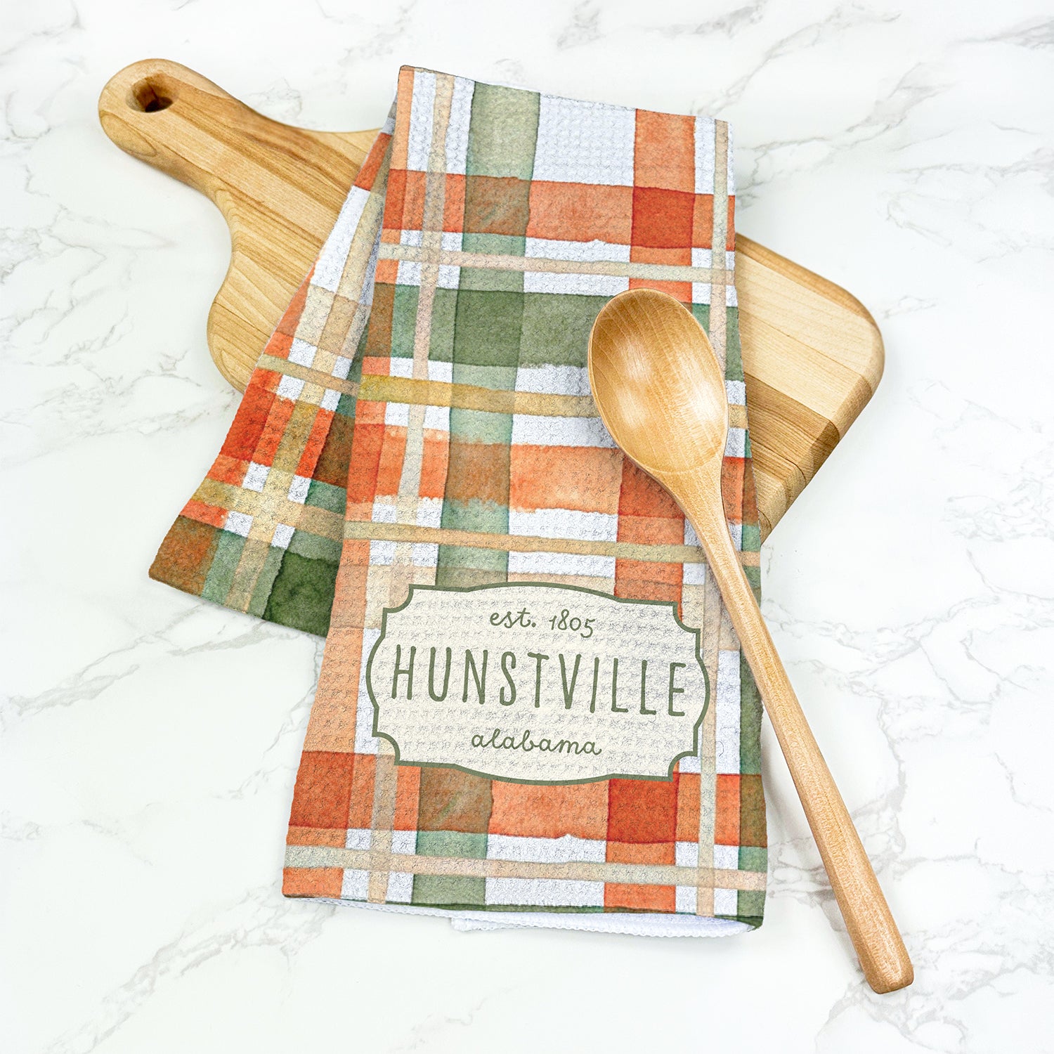 Autumn Plaid Watercolor - Custom Waffle Weave Towel