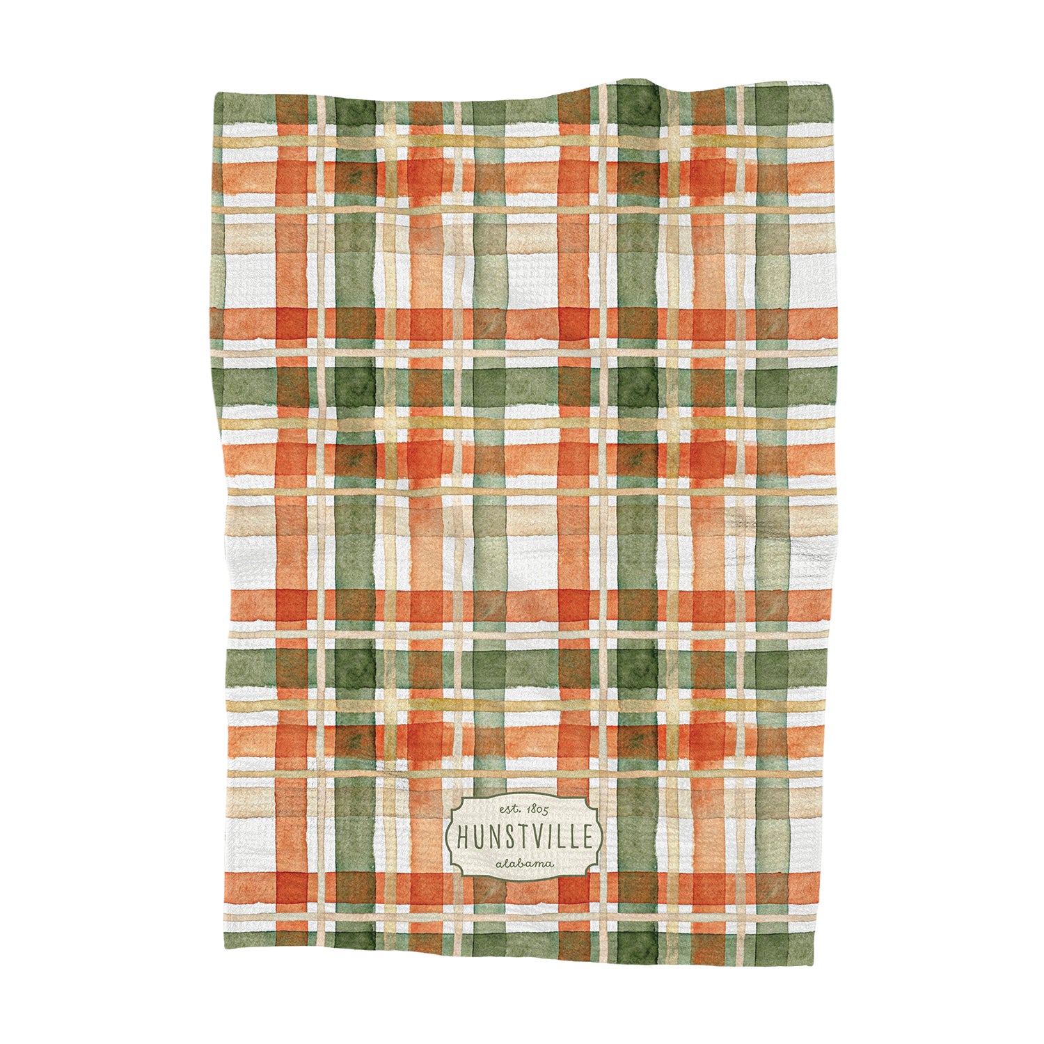Autumn Plaid Watercolor - Custom Waffle Weave Towel