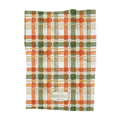 Autumn Plaid Watercolor - Custom Waffle Weave Towel