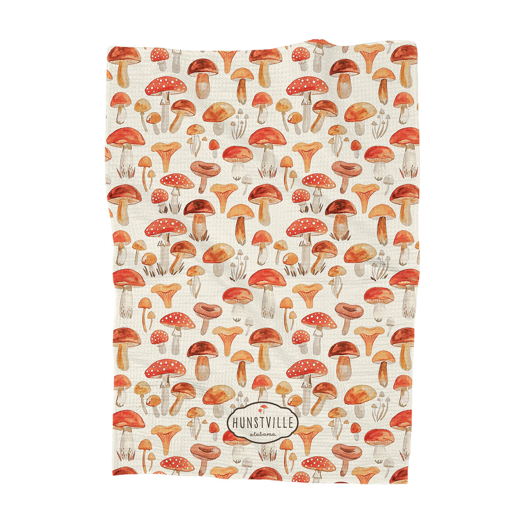 Watercolor Mushrooms - Custom Waffle Weave Towel