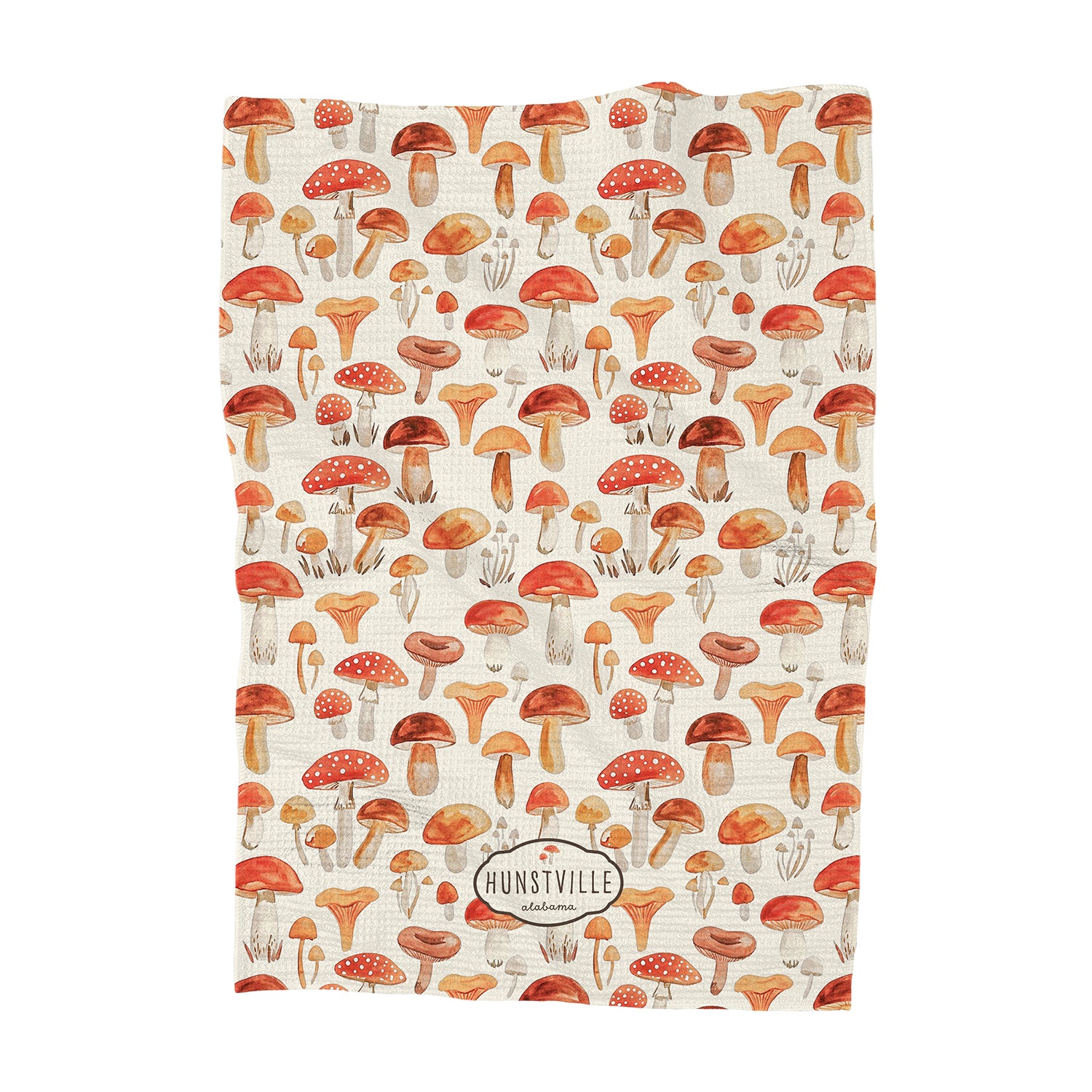 Watercolor Mushrooms - Custom Waffle Weave Towel