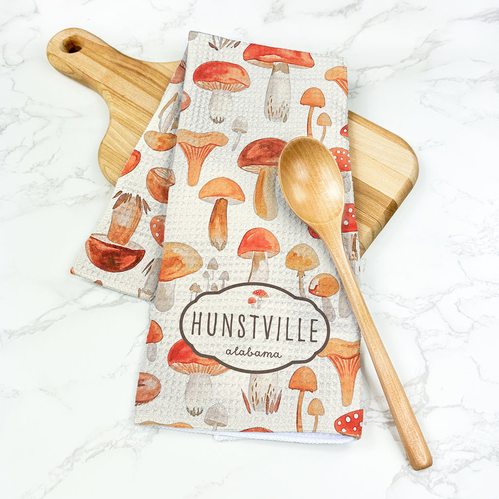 Watercolor Mushrooms - Custom Waffle Weave Towel