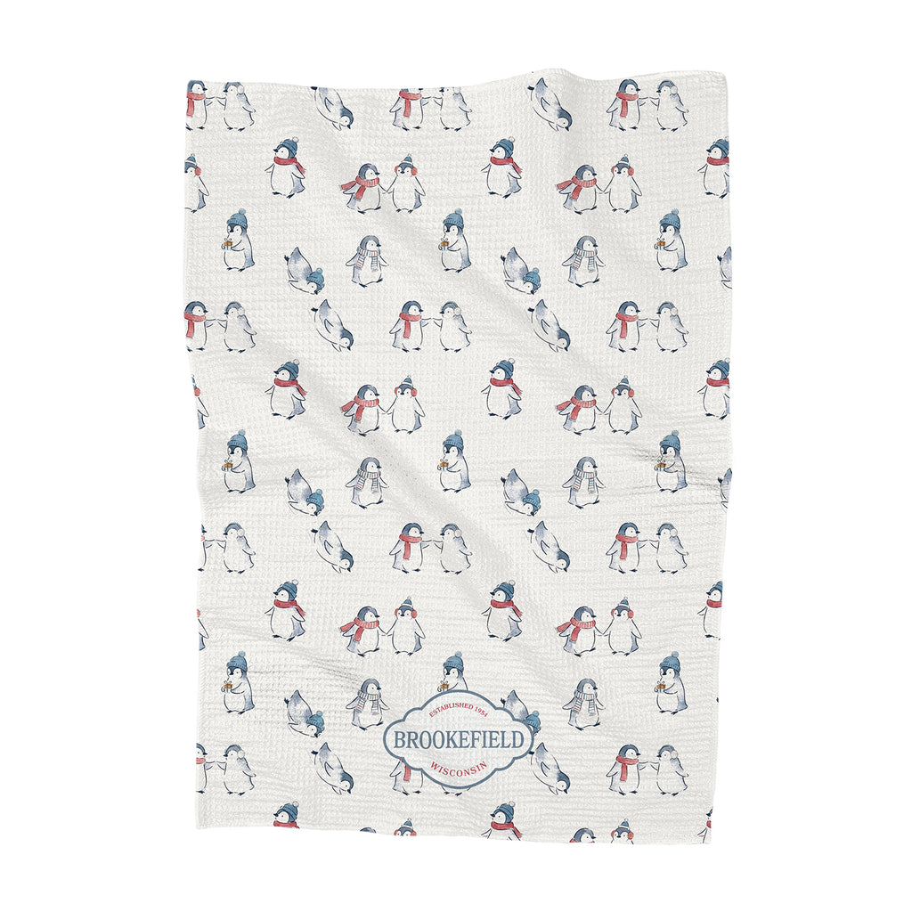 Winter Penguins - Custom Waffle Weave Towel