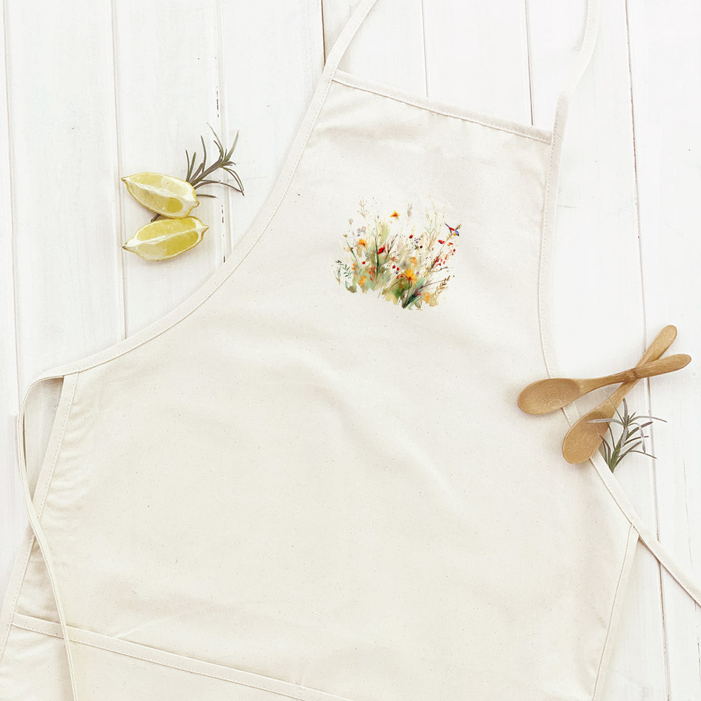 Watercolor Bird and Wildflowers - Women's Apron