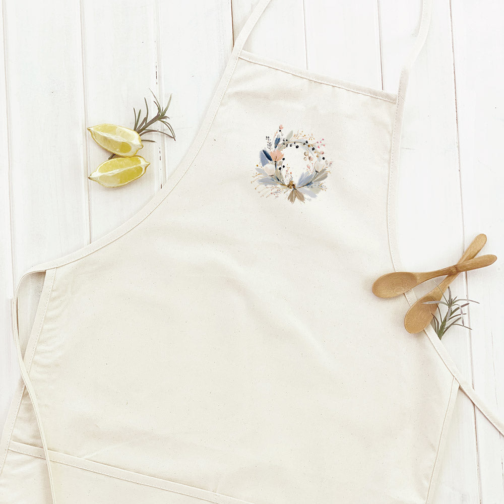 Winter Blue Wreath - Customizable Women's Apron