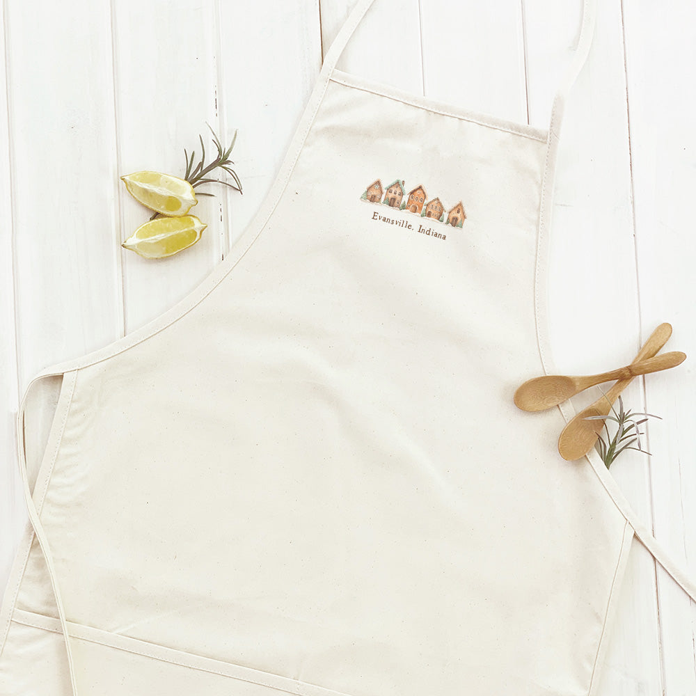 Gingerbread Houses w/ City, State - Custom Women's Apron