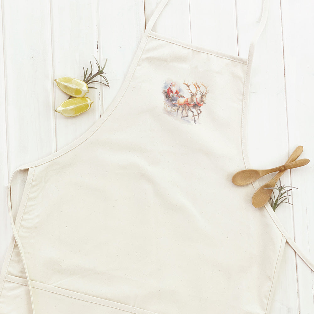 Santa and Reindeer Sleigh - Customizable Women's Apron