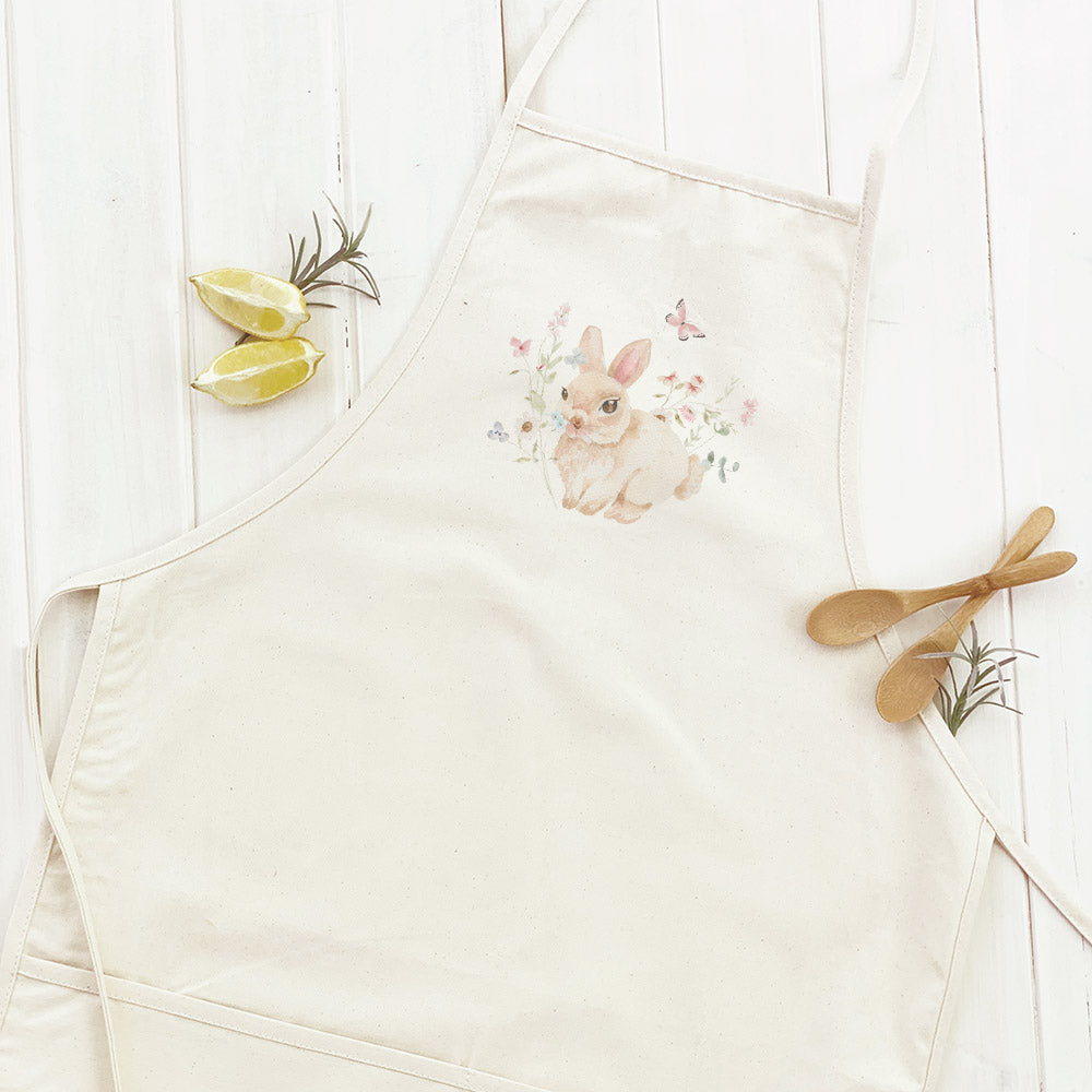 Watercolor Bunny and Florals - Women's Apron