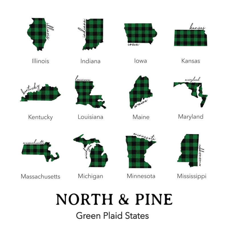 Green Plaid State - Ornament