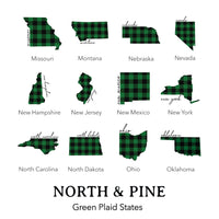 Green Plaid State - Framed Sign