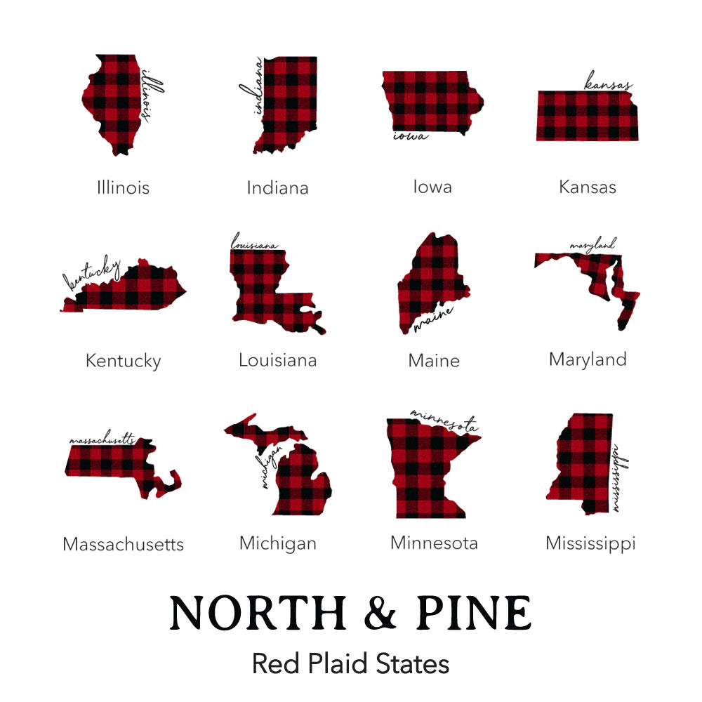 Red Plaid State - Custom Square Canvas Pillow