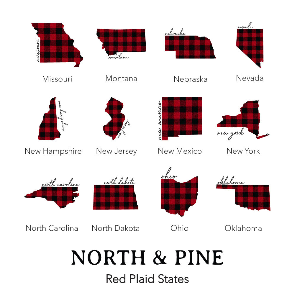 Red Plaid State - Custom Canvas Tote Bag